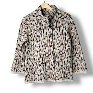 CHIARAMENTE Wool Blend One Button Animal Print Cardigan / Jacket MADE IN ITALY M